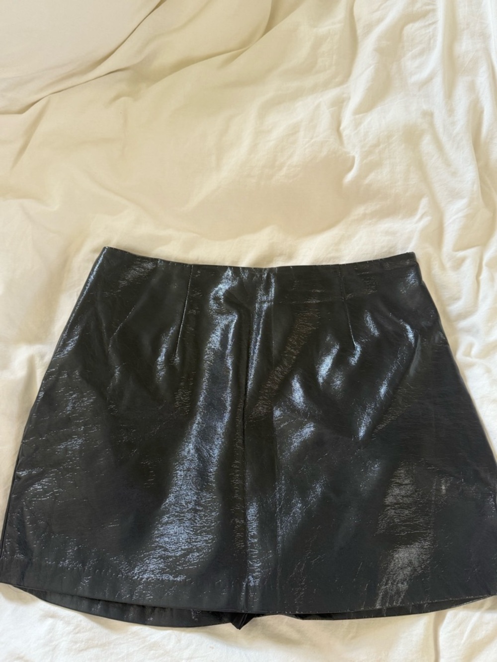 Abercrombie & Fitch Black Faux Leather Mini Skort